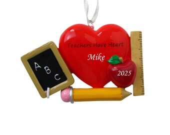 Personalized Teacher Christmas Ornament: Resin Apple Gift