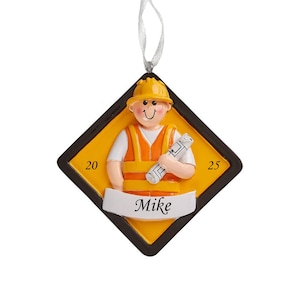 Personalized Construction Worker Christmas Ornament: Constructor