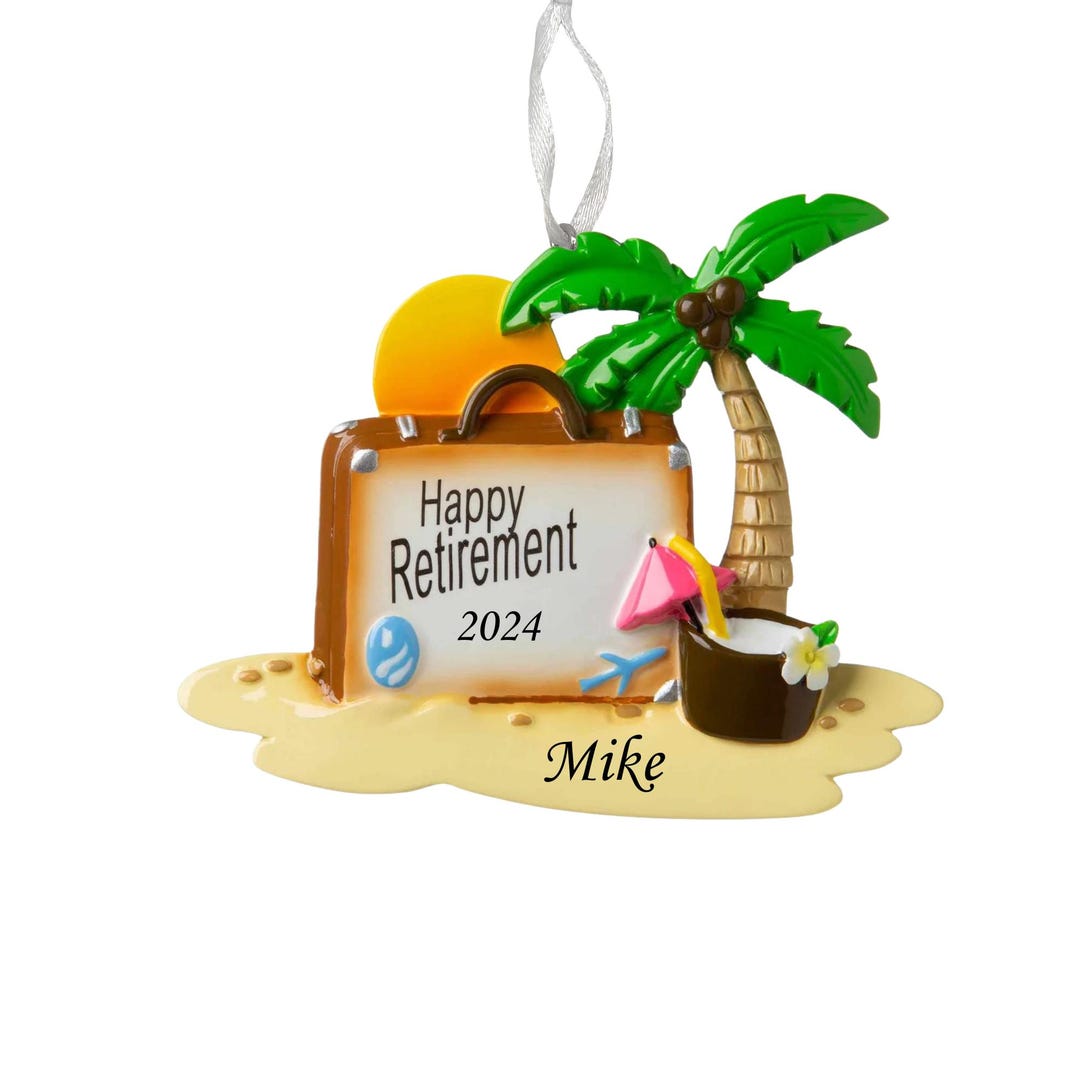 Retirement Personalized Christmas Tree Ornament, Luggage Vacation ...