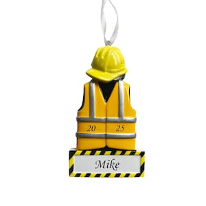 Personalized Construction Worker Christmas Ornament