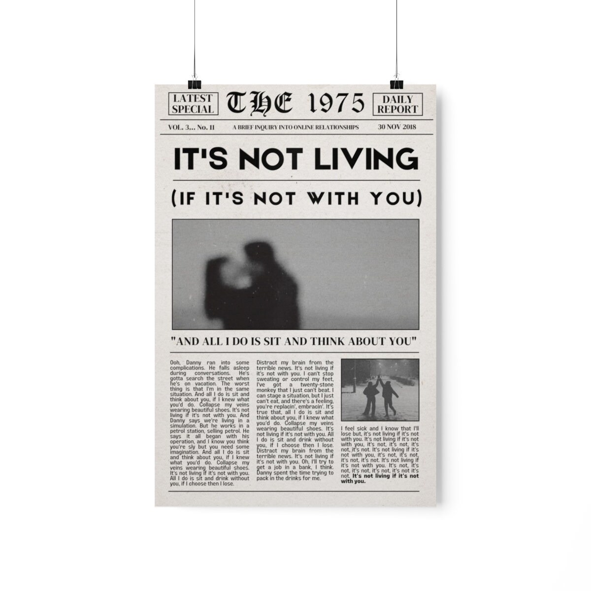 The 1975 Retro Newspaper Poster It's Not Living if - Etsy