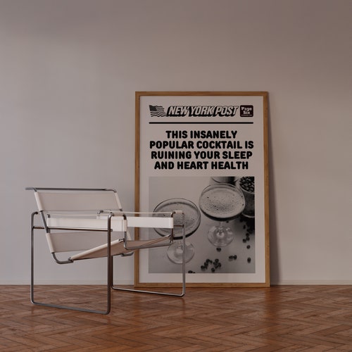 Espresso Martini Newspaper Retro Print Cocktail Bar Cart Etsy