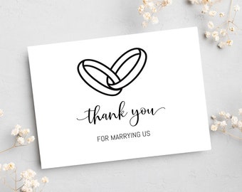 PRINTED Wedding Officiant Thank You Card, Thank You For Marrying Us, Wedding Officiant Thank You, Vendor Thank You Card, Wedding Vendor