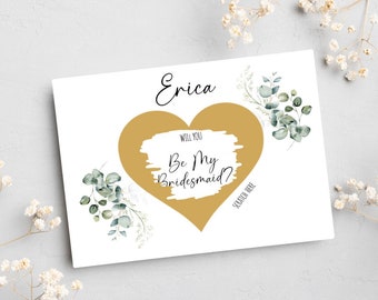 PRINTED Greenery Bridesmaid Scratch Off Card, Personalized Will You Be My Bridesmaid, Bridesmaid Proposal Card, Wedding Card