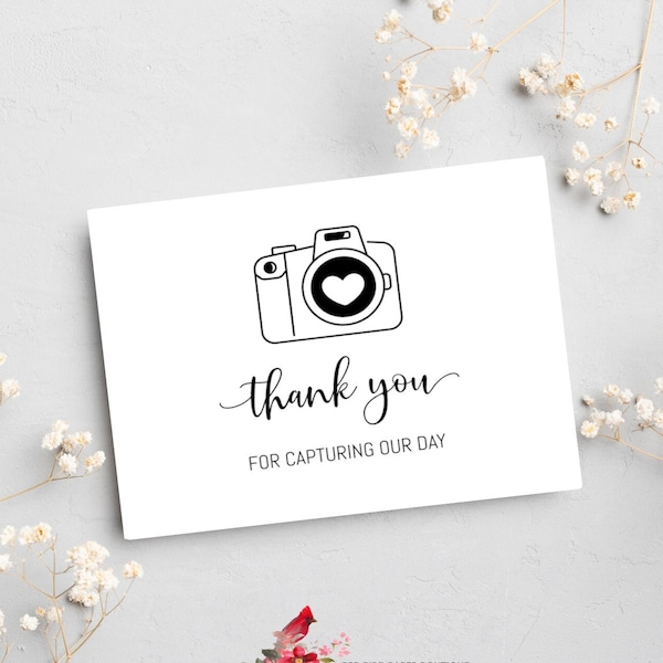 PRINTED Photographer Thank You Card, Thank You For Capturing Our Day, Wedding Photographer Thank You, Vendor Thank You Card, Wedding Vendor