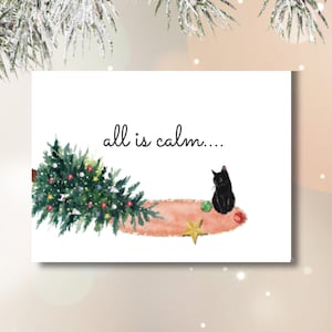 Cat Christmas Cards, Christmas Cards, Cats, Black Cat, Holiday Cards Christmas Card Set, Holiday Card Set, Handmade Card Set, Funny Cat Card