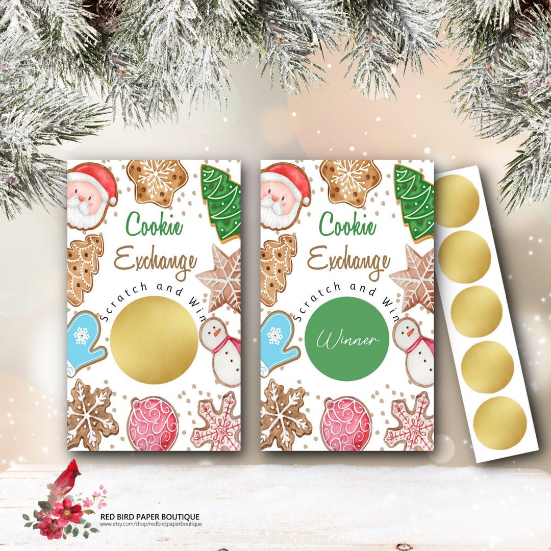 PRINTED Christmas Cookie Exchange Party Game, Set of 30 Scratch off