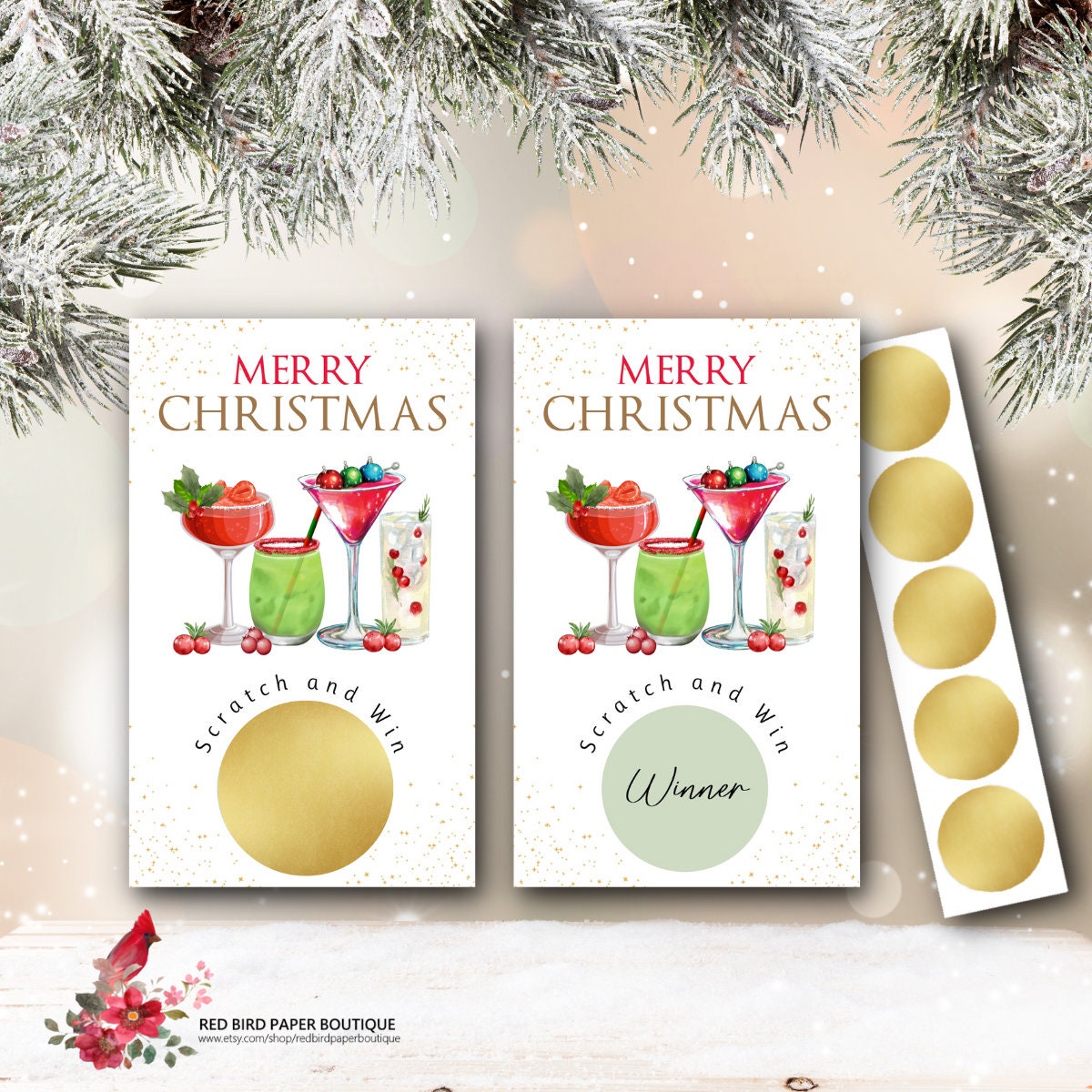 PRINTED Making Spirits Bright Christmas Party Game, Set of 30 Scratch