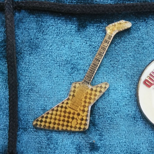 Hamer Explorer Pin. Great for vest, hat, jacket, guitar strap, backpack. Vintage made in Taiwan