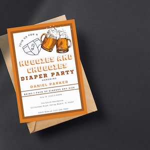 DIAPER PARTY TEMPLATE, Baby Shower Invitations, Dad&#39;s Baby Shower, Editable Instant download, Brews, crew, golf