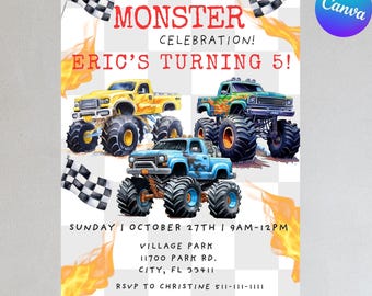 Monster Truck Invite: Join us for a Monster Celebration Invitation (Digital Download)