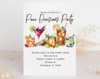Pour Decisions Party Invitation Template (Digital Download)