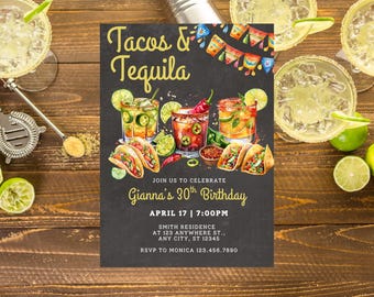 Margarita Birthday Invitation, Spicy Margarita Party Invite, Tequila Birthday Invite, Fiesta Birthday Invite, Canva Template
