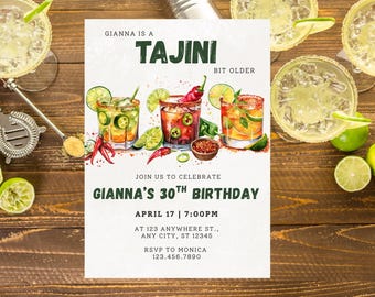 A Tajin Bit Older Birthday Invitation, Spicy Margarita Birthday Invite, Taco Party Invite, 30th Birthday Fiesta Invite, Editable Canva Templ