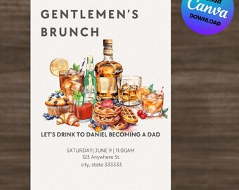 Dads Baby Shower Whiskey Brunch Baby Sprinkle for Dad Diaper Party (Digital Download)