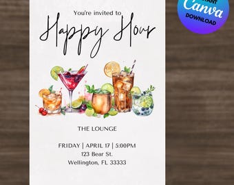 Happy Hour Cocktail Party Invitation Template (Digital Download)
