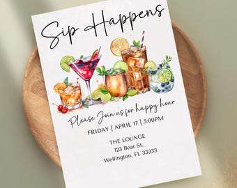 Happy Hour Invitation Template: Cocktail Party, Office Gathering (Digital Download)