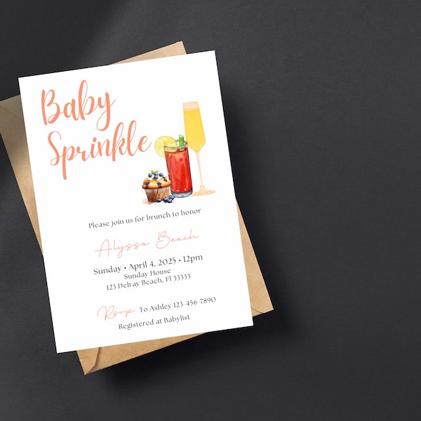 ELEGANT BUBBLY PANCAKE Baby Brunch Invitation, Baby Sprinkle Brunch, Minimalist Simple Brunch Invite, Digital Instant Download.