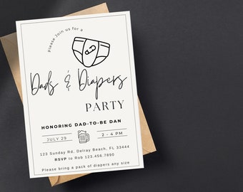 Diaper Party Invitation Template | Dadchlor Party | Dad's Baby Shower | Brews, The Crew and Diapers Too | Beer and Diaper Party Template