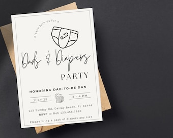 Diaper Party Invitation Dads and Diapers Digital Download Baby Sprinkle Invite for Dad