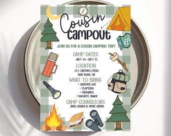 Cousin Camp Invitation Template, Summer Family Adventure Invite (Editable Canva)