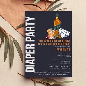 Diaper Party Invitation | Diaper Sprinkle | Baby Shower | Dad&#39;s Baby Shower | Dadchlor Party | Editable download, Brews, crew, diapers