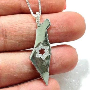Israel Karte vergoldete Halskette, jüdischer Schmuck, Davidstern