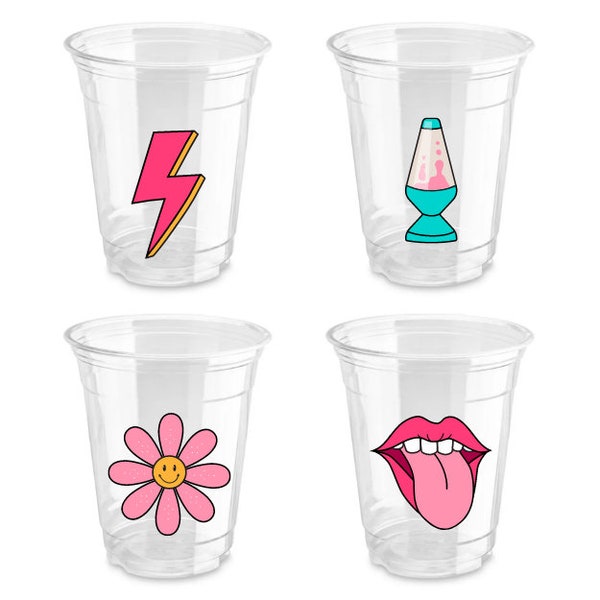 Retro Party Cups | 90s Party | Groovy Party Cups | Smiley Face Cup | Birthday Cup | Party Cups | Disposable Party Cup | Party Favors | Party