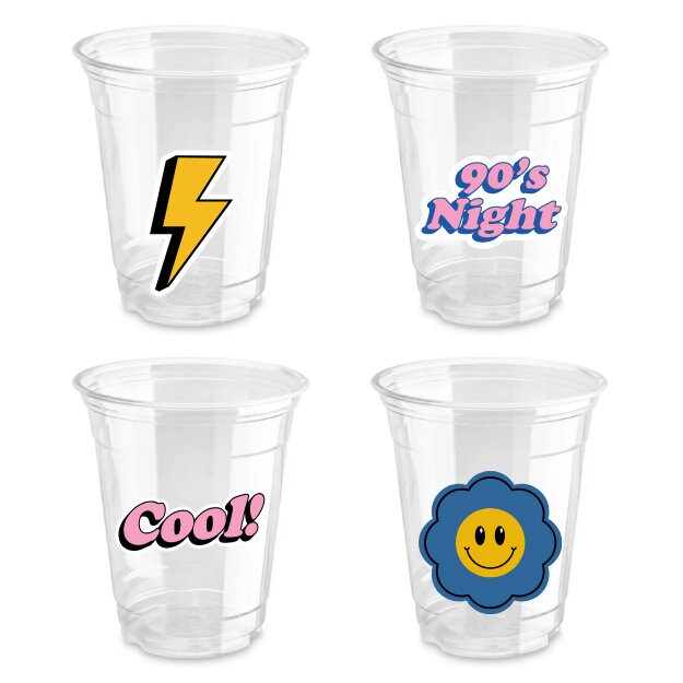 Retro Party Cups 90s Party Groovy Party Cups Smiley Face - Etsy