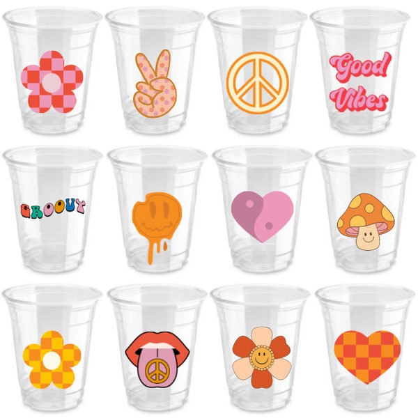 Retro Party Cups | 70s Party | Groovy Party Cups | Smiley Face Cup | Birthday Cup | Party Cups | Disposable Party Cup | Party Favors | Party