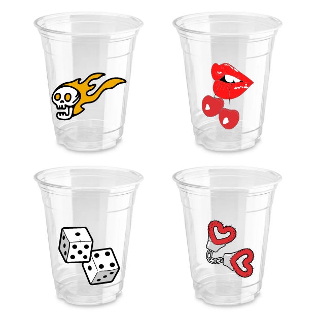 Skull & Crossbones Plastic Cups, 16 oz. 25ct - Cool Kat Party!