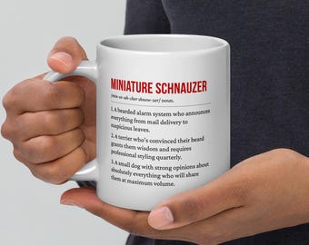 Miniature Schnauzer Mug - 11oz, 15oz, 20oz | Bearded Alarm Coffee Cup | Schnauzer Gift | Funny Dog Mug | Dishwasher Safe