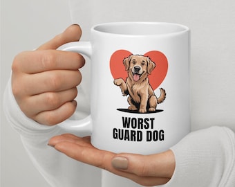 Golden Retriever Mug - 11oz, 15oz, 20oz | Guard Dog Fail Coffee Cup | Golden Owner Gift | Funny Security Mug | Dishwasher Safe