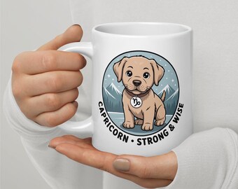 Labrador Retriever Mug - 11oz, 15oz, 20oz | Capricorn Kawaii Zodiac Coffee Cup | Dec Jan Birthday Gift | Dishwasher Safe