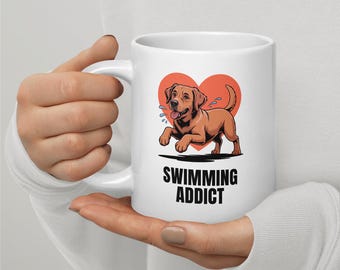 Fox Red Labrador Retriever Mug - 11oz, 15oz, 20oz | Swimming Addict Coffee Cup | Lab Owner Gift | Funny Dog Mug | Dishwasher Safe