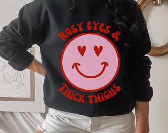 Sweatshirt Pink Heart Eyes - Stoner-cadeau voor Valentijnsdag