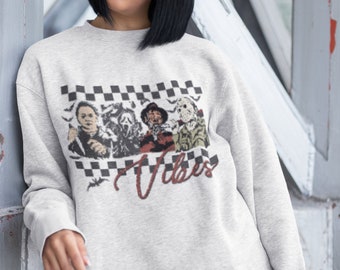 Horror Movie Characters Halloween Sweatshirt | Spooky Season Crewneck