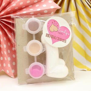 Hen party paint your own willy party bag filler, personalised sticker
