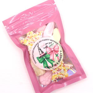 Personalised Pink and green witch Sweet Party Bags | Birthday or event Party bag fillers Candy cart Favors for Kids