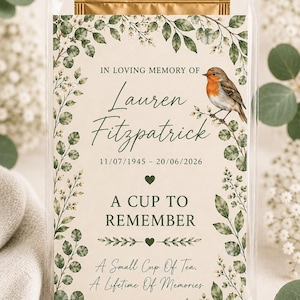 Funeral Favours One Last Cuppa Together Personalised Memorial Tea Bag Keepsake Gift