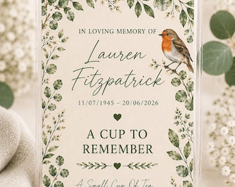 Funeral Favours One Last Cuppa Together Personalised Memorial Tea Bag Keepsake Gift