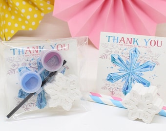 Snowflake frozen paint your own party bags, fillers Plaster of Paris Plaster shape kid's activity Birthday