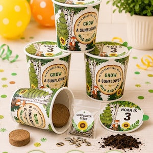 Grow Your Own Sunflower woodland Kit – Kids Party Favours – Birthday Bag Filler – Eco Gift for Boys or Girls