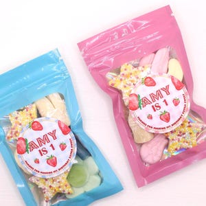 Personalised Strawberry Sweet Party Bags | Birthday or event Party bag fillers Candy cart Favors for Kids