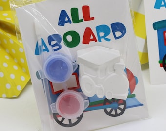 Train choo choo vehichles paint your own party bags, fillers  Plaster of Paris Plaster shape kid's Birthday