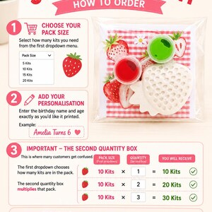 Strawberry paint your own party bag favours, fillers Plaster of Paris Plaster shape kid's Birthday strawberry image 3