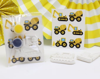 Mixed construction digger dump truck excavator vehichles paint your own party bags, fillers  Plaster of Paris Plaster shape kid's Birthday