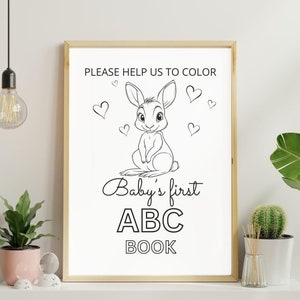 ABC Book Baby Shower Coloring Book, PDF, Instant Download, Baby Shower Activity, Baby&#39;s First ABC Book, Printable Coloring Pages, Activity