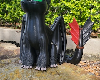 black dragon, toothless dragon, 3d fan art, dragon rider, night fury, home decoration, present, gift, stocking stuffer,