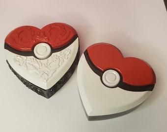 Jewelry Pokeball Box valentine present  gift bracelets earrings safe keep heart box love one favorite feb14 pokemon inspired 3d print